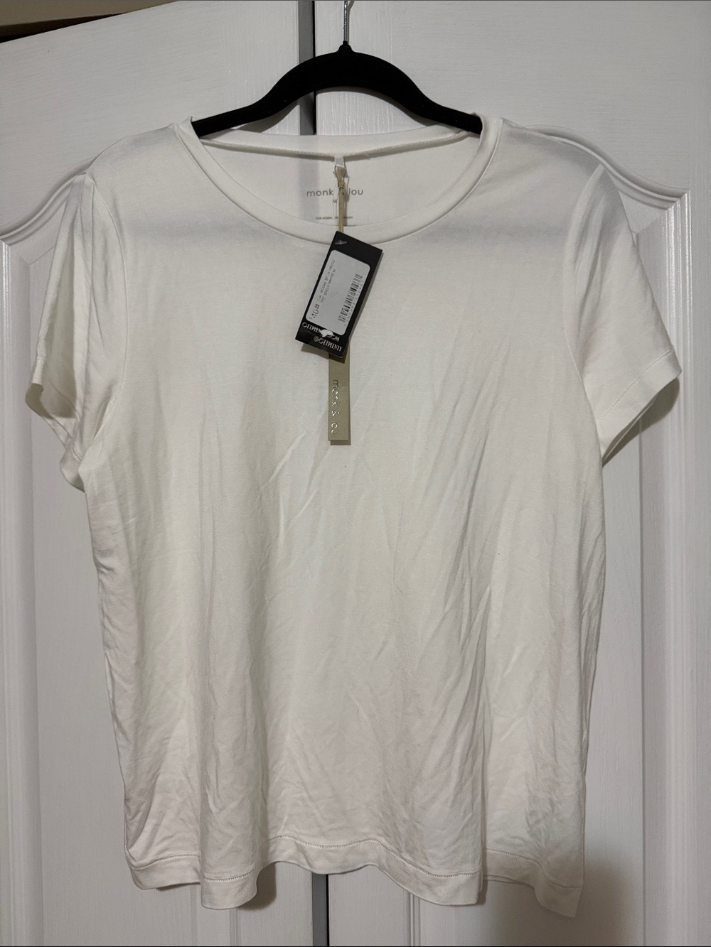 Plenty Monk & Lou White Short-Sleeve Crewneck Top M NWT
